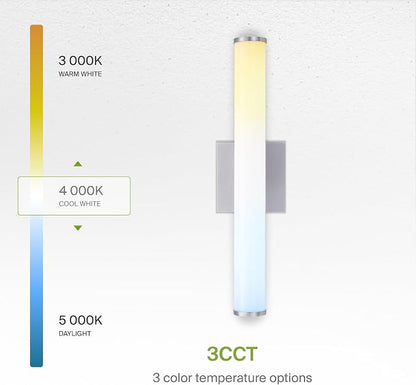 ASD 24" LED Linear Vanity Light Fixture, Modern Bathroom Sconce — 3 Color 3000K-5000K, Dimmable, 25W 1750LM, Energy Star & ETL Listed — Over Mirror Makeup Bar for Bedroom, Cabinets — Nickel, 4 Pack