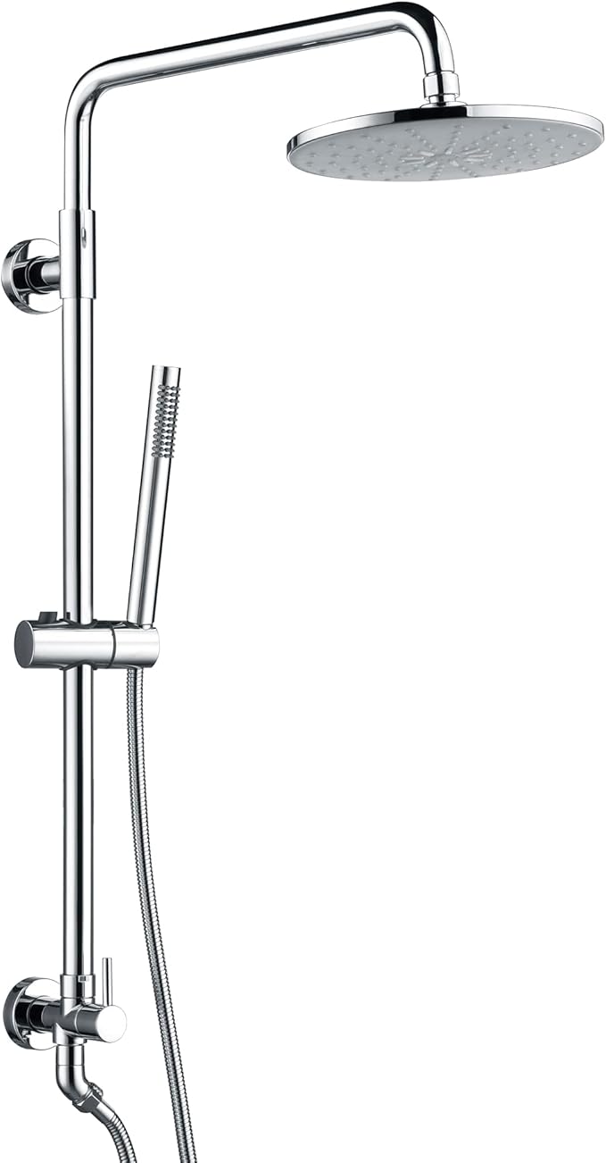 SUMERAIN Retrofit Rain Shower Heads System, Chrome Finish | Brass, 9 Inches Shower Head, 2.5GPM, Easy DIY Installation for Remodel, Adjustable Slide Bar