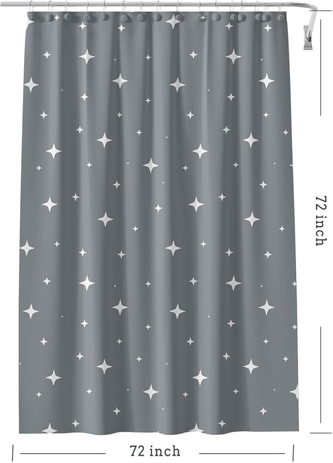 Black Shower Curtain Liner, 4G PEVA Shower Liner, Plastic Peva Waterproof Shower Curtains, 72x72 inch with Grommet Holes 3 Magnetic Weights