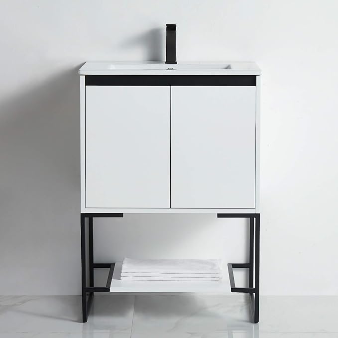 24 Inch Bathroom Vanity with Sink - Modern Knob Free Design, Elegant Space-Saving Solution for Your Bathroom - Durable, Bathroom Vanities for a Contemporary Look - Urbania Collection
