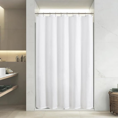 eachope Stall Waterproof Fabric Shower Curtain Liner,60x72 Inch White | 3 Heavy-Duty Magnets,Machine Washable,Durable Rustproof Grommets,Hotel Quality,Easy Care,Secure Fit for Bathroom