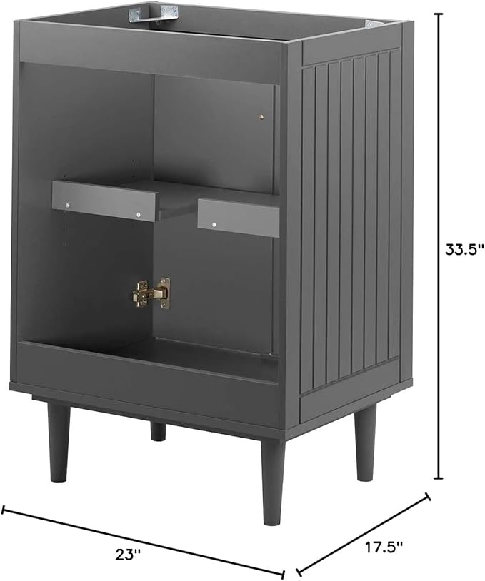Modway Augusta 24" Bathroom Vanity Cabinet in Gray - Sink Basin Not Included