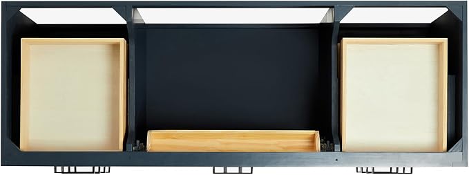 ARIEL Hepburn 60-inch Bathroom Vanity with Sink,Solid Wood, 1.5-inch Carbon Black Quartz Countertop, Single Rectangular Porcelain Sink, Soft Closing Doors, Dovetail Drawers, Midnight Blue