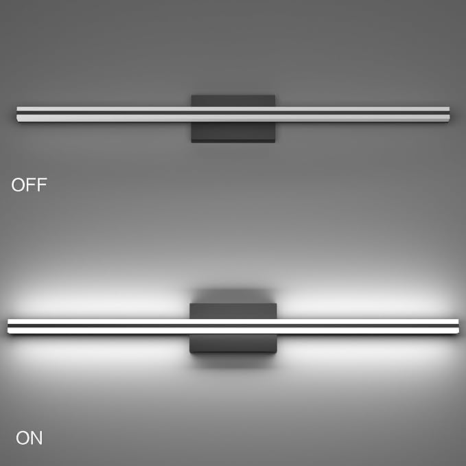 SOLFART Bathroom Lighting Fixtures Over Mirror 25W 40 Inch Modern Black LED Vanity Lights 5CCT Dimmable Bathroom Light
