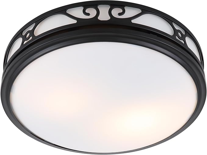 Good Housekeeping Roman (83007) Decorative 110 CFM 3.0 Sones Bathroom Ventilation Exhaust Fan with Light & Night-Light (Matte Black)