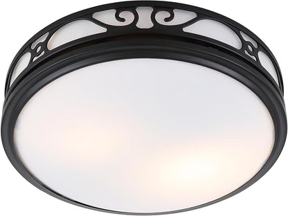 Good Housekeeping Roman (83007) Decorative 110 CFM 3.0 Sones Bathroom Ventilation Exhaust Fan with Light & Night-Light (Matte Black)