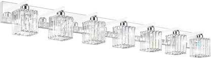 Aipsun Bathroom Vanity Light Fixtures Chrome Vanity Light for Bathroom Crystal Vanity Lighting Fixtures 7 Light (Exclude Bulb)