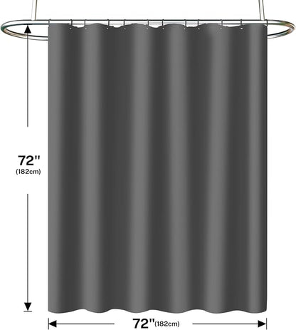 Grey Shower Curtain and Liner, 3 in 1 Shower Curtain Set with 12 Double Sided Shower Curtain Hooks, Cloth Shower Curtains for Bathroom,Waterproof, 72" W*72" H