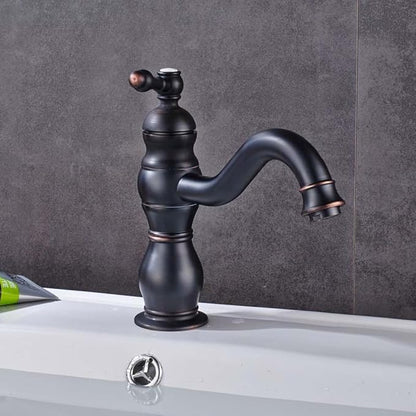 Brushed Nickel Basin Faucet Single Handle Hot Cold Water Bathroom Tap Deck Mounted Long Spout Lavatory Sink Mixer Faucet,Gold,Include:1*Faucet