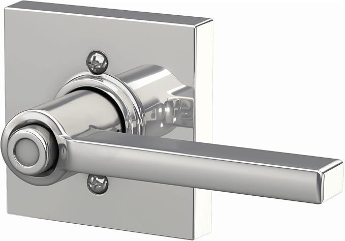 Schlage F40 LAT 625 COL Latitude Lever with Collins Trim Bed & Bath Privacy Door Lock, Bright Chrome