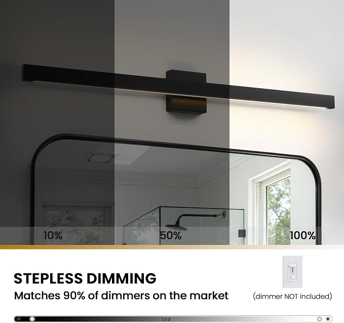 39 Inch Modern Bathroom Vanity Light - Black Bathroom Light Fixture Over Mirror with Up & Down Lighting 30W Dimmable 5CCT LED Bath Vanity Lights for Bathroom Restroom Bedroom