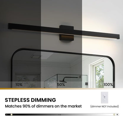 39 Inch Modern Bathroom Vanity Light - Black Bathroom Light Fixture Over Mirror with Up & Down Lighting 30W Dimmable 5CCT LED Bath Vanity Lights for Bathroom Restroom Bedroom