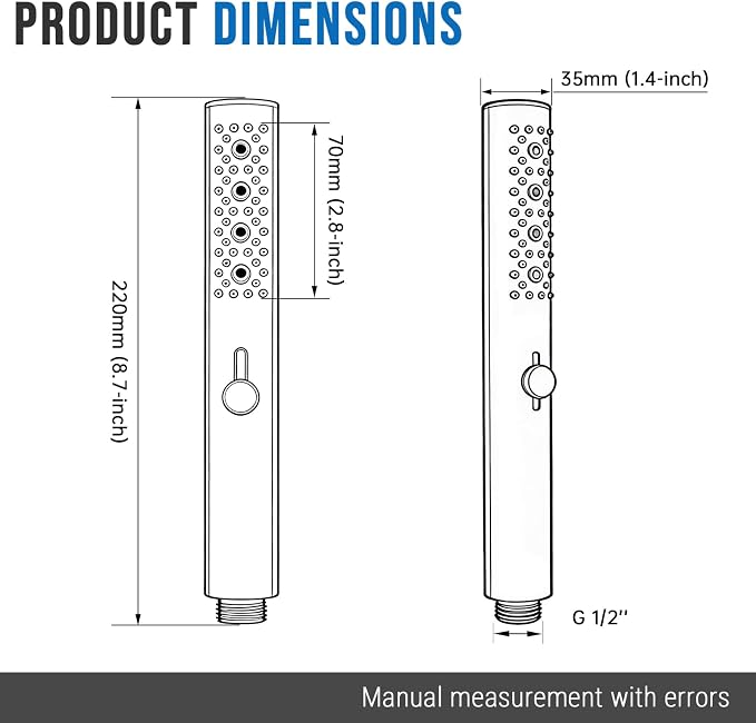 G-Promise All Metal Round 3 Function Handheld Shower Head(Matte Black) | All Metal Construction, 3 Function Modes with Massage, Modern Look, Push Switch, Easy Installation