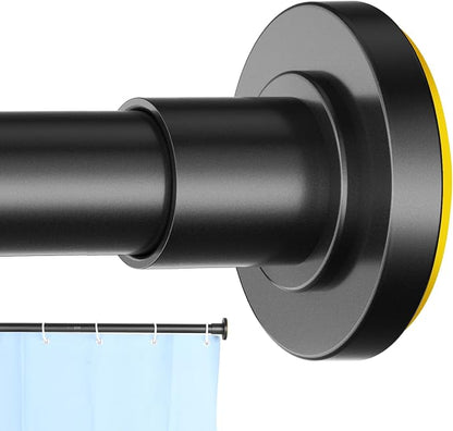 CorkLatta 1" Heavy Duty Black Shower Curtain Rod 31 to 80 Inch,Adjustable | Stainless Steel Tension Curtain Rod Non slip, No Drill Shower Rods for Bathroom,Easy Install