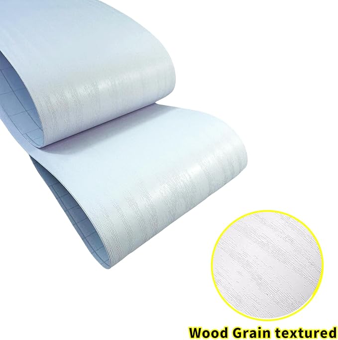Teemall 10M Black Wood Grain Removable PVC Waterproof Border Wall Decor Removable Self Adhesive Kitchen Bathroom Tiles Sticker Wallpaper 4.2x390 (White, 4" x 390")