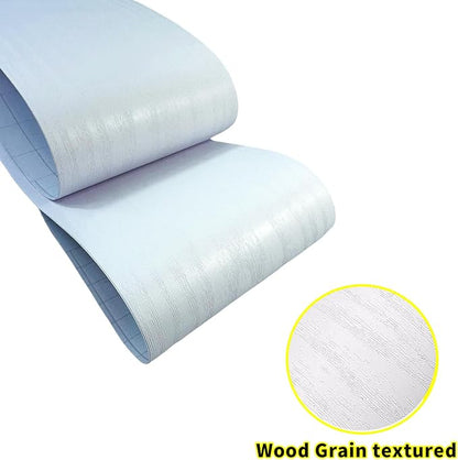 Teemall 10M Black Wood Grain Removable PVC Waterproof Border Wall Decor Removable Self Adhesive Kitchen Bathroom Tiles Sticker Wallpaper 4.2x390 (White, 4" x 390")
