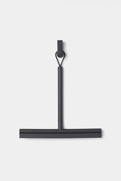 Brabantia Silicone Shower Squeegee with Hook (Dark Gray) Anti Streak Cleaning Wiper for Bathroom Glass, Plastic, Tile - Doublesided Brush & Rim Design