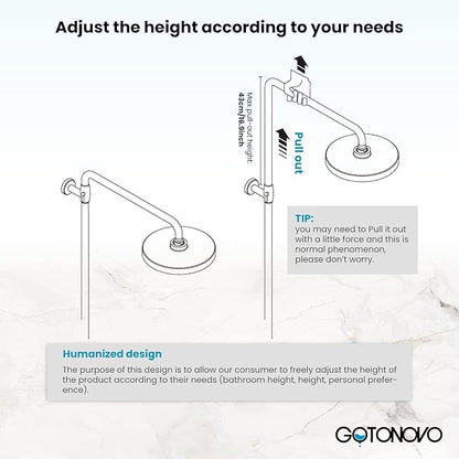 gotonovo Exposed Bathroom Shower Faucet Set Shower Fixture 8 Inch Rainfall Shower Head Handheld Shower Cross Handle Wall Mount 2 Functions Antique Brass