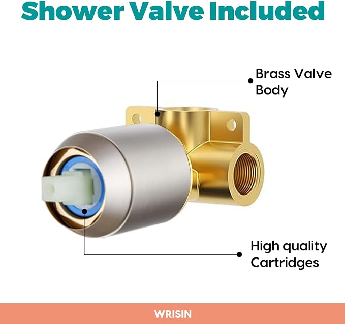 Shower Faucet Set Brushed Nickel, Shower Valve Kit with 6 Inch Showerhead