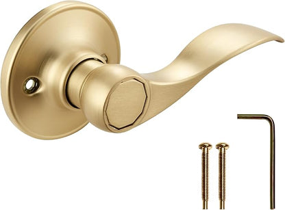 Design House Springdale Dummy Interior Door Lever Handle, Door Hardware, Satin Gold, 6.375 in x 1.94 in x 2.625 in, Item 728873