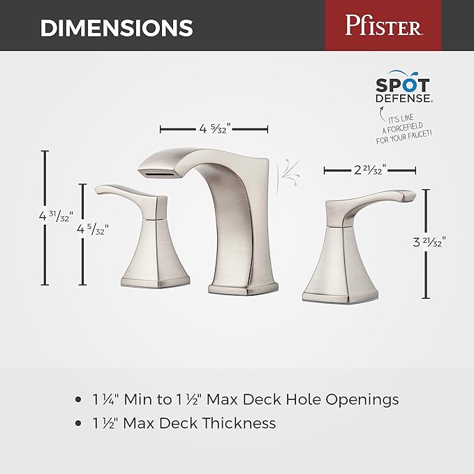Pfister Venturi Bathroom Sink Faucet, 8-Inch Widespread, 2-Handle, 3-Hole, Spot Defense Brushed Nickel Finish, LF049VNGS