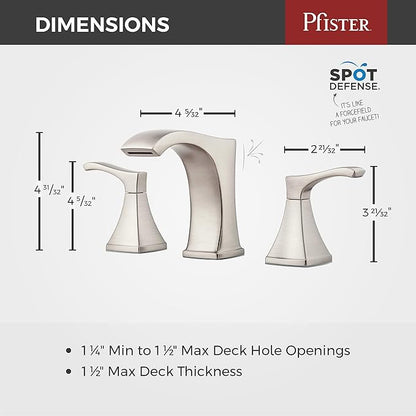 Pfister Venturi Bathroom Sink Faucet, 8-Inch Widespread, 2-Handle, 3-Hole, Spot Defense Brushed Nickel Finish, LF049VNGS