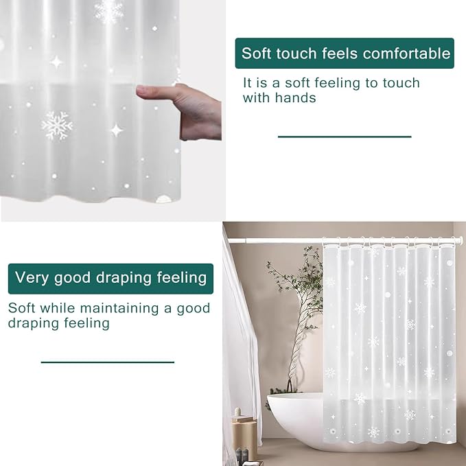 Shower Curtain Liner, 100% Waterproof Peva Shower Curtains with 3 Duty Heavy Bottom Magnets and 12 Rust Proof Grommets, 72x72 Weighted Shower Liner for Shower Stall, Bathtubs