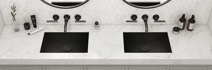 Ruvati 18 x 12 inch Gunmetal Black Undermount Bathroom Sink - 16 Gauge Stainless Steel Bathroom Sink with Brushed Finish, Easy-to-Clean Undermount Sinks - RVH6110BL