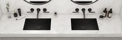Ruvati 18 x 12 inch Gunmetal Black Undermount Bathroom Sink - 16 Gauge Stainless Steel Bathroom Sink with Brushed Finish, Easy-to-Clean Undermount Sinks - RVH6110BL