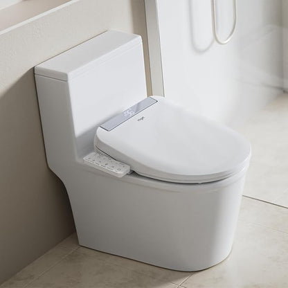 Electric Bidet Toilet Seat for Elongated Toilets, Side Control Panel | Warm Air Dryer, LED Display, Self-Cleaning Nozzle, Rear & Feminine Wash, Soft Close Lid, LED Night Light, Side Control Panel