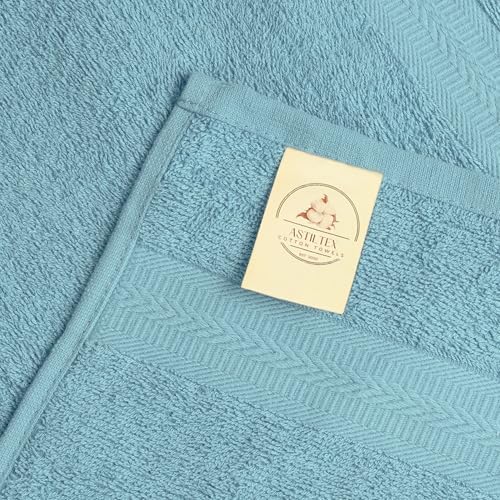 Bath Towels Pack of 6 – 24" x 48" – 100% Cotton Terry, Soft, Quick-Dry & Highly Absorbent – Aqua Blue Towels for Bathroom, Spa, Gym, Hotel, Pool & Everyday Use