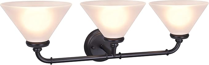 Aspen Creative 62147, Three Metal Bathroom Light Fixture, 6-1/2" Wide, Transitional Design in Oil Rubbed Bronze with Frosted Glass Shade Vanity Wall
