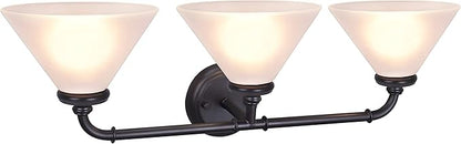 Aspen Creative 62147, Three Metal Bathroom Light Fixture, 6-1/2" Wide, Transitional Design in Oil Rubbed Bronze with Frosted Glass Shade Vanity Wall