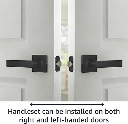 Amazon Basics Contemporary Stamford Passage Door Lever, Easy Installation, Matte Black, 1-Pack