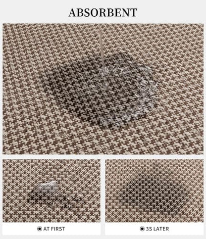 YIHOUSE Khaki Bathroom Rugs Sets 3 Pieces,Thin Bath Mat Quick Dry