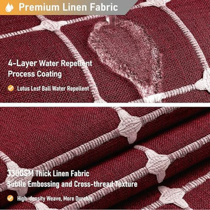 BTTN Long Boho Farmhouse Linen Heavy Duty Shower Curtain, 72x84, Burgundy
