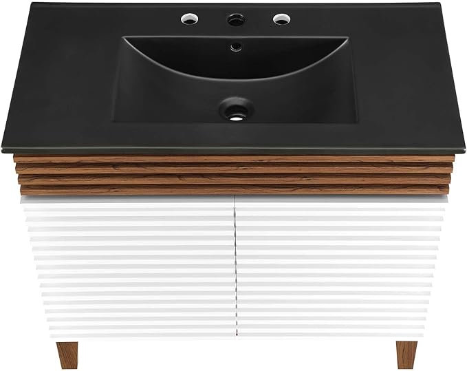 Modway Render 36" Bathroom Vanity in White Walnut Black