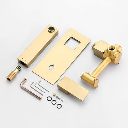 SUMERAIN Brushed Gold Wall Mount Bathroom Faucet Single Handle Vessel Sink Faucet Includes Brass Rough-in Valve