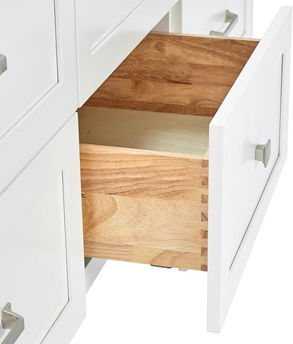 ARIEL Monroe 72-inch Bathroom Vanity with Sink,Solid Wood, 1.5-inch Pure White Quartz Countertop, Double Rectangular Porcelain Sink, Dovetail Drawers, White