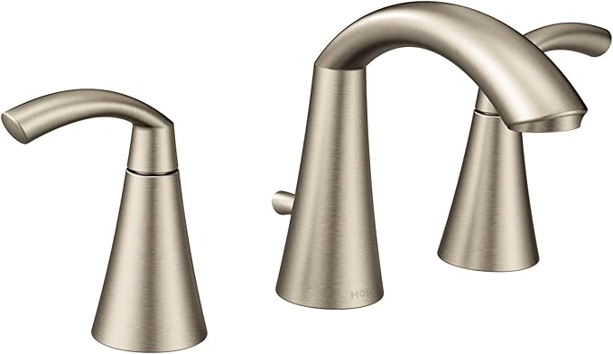 Moen Glyde Brushed Nickel Two-Handle High Arc Widespread Bathroom Sink Faucet for 3-Hole Setups with Valve Included, TV6173BN