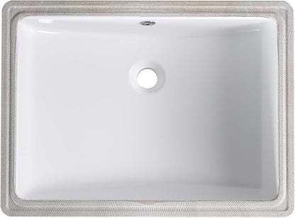 GAOMON Undermount Bathroom Sink, Rectangular 22"x16" Vessel Sink White Ceramic Lavatory Vanity Vessel Sink with Overflow - white
