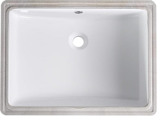 GAOMON Undermount Bathroom Sink, Rectangular 22"x16" Vessel Sink White Ceramic Lavatory Vanity Vessel Sink with Overflow - white