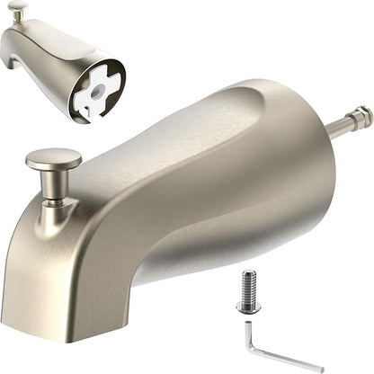 Bathtub Tub Spout with Diverter 5 Inch – Universal Front Diverter Tub Faucet Replacement, Metal Brushed Nickel Finish, 1/2 Inch Copper Pipe Connection, Bath Spout for Shower and Bathtub