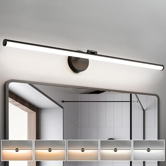 KAISITE Black Vanity Light 39 Inch Modern Bathroom Light Fixture Over Mirror 24W Dimmable 5CCT LED Vanity Light for Bathroom Restroom Farmhouse Rotatable Bath Vanity Light Bar