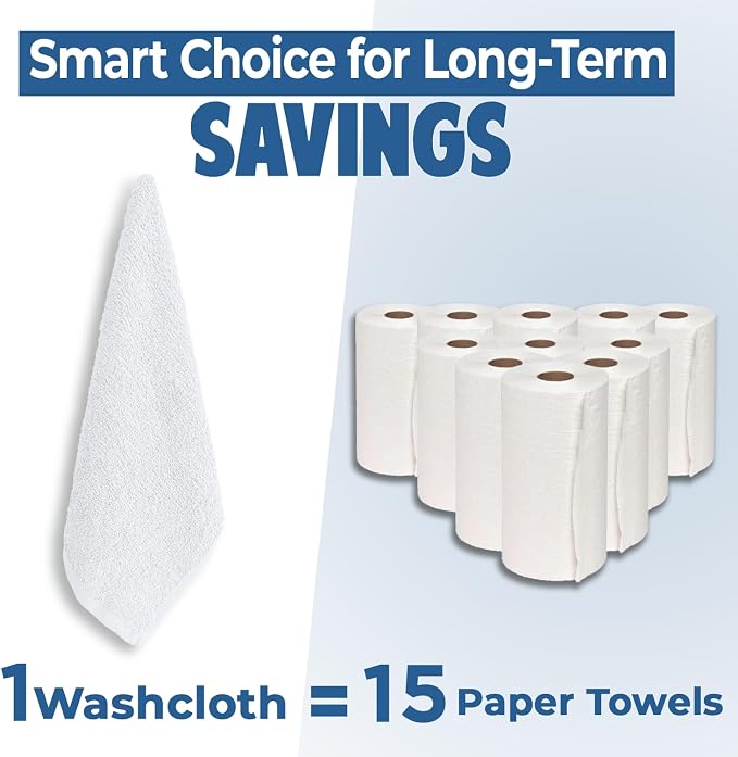 DAN RIVER 24 Pack Cotton Wash Cloths Set for Showering [12x12] White | Lighter Weight, Quick to Dry, Super Soft & Absorbent Face Towels, Hotel Quality, Perfect for Bathroom, Gym, Spa