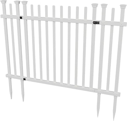 Zippity Burbank Picket Gate, White Vinyl DIY No Dig Kit | 3.5ftH x 5ftW, 1 Gate, Hardware Included, ZP19071