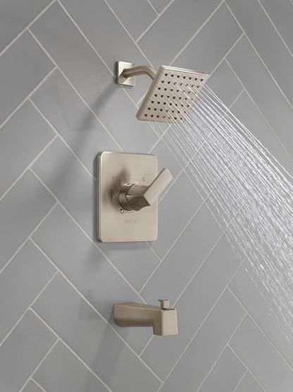 Delta Faucet Velum 14 Series Single-Function Brushed Nickel Tub and Shower Faucet Set, Valve Trim Kit, Shower Handle, Delta Shower Trim Kit, Shower Set, Stainless T14437-SS (Valve Not Included)