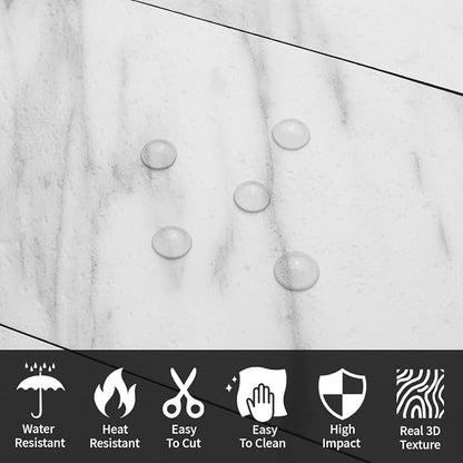 AULIGET 100-Piece White Marble Look Peel and Stick Backsplash Wall Tiles, 3" x 6" PVC Faux Stone Stick on Tile for Backsplash Kitchen, Bathroom, Laundry Room, Camper, Fireplace