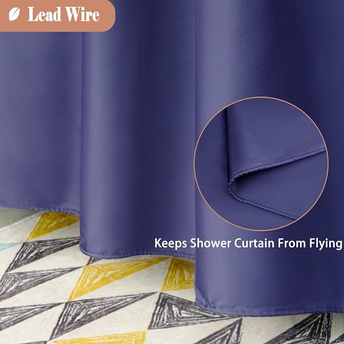 UFRIDAY Extra Long Shower Curtain with See Through Window, 72x84 inch Fabric Shower Curtain for Bathroom and Bathtubs,Machine Washable, Hotel Quality,Navy Blue