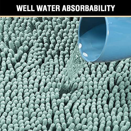 H.VERSAILTEX Bath Mat for Bathroom Non Slip Luxury Chenille Ultra Soft Bath Rugs 24x36 Absorbent Non Skid Shaggy Rugs Washable Dry Fast Plush Area Carpet Mats, Eggshell Blue